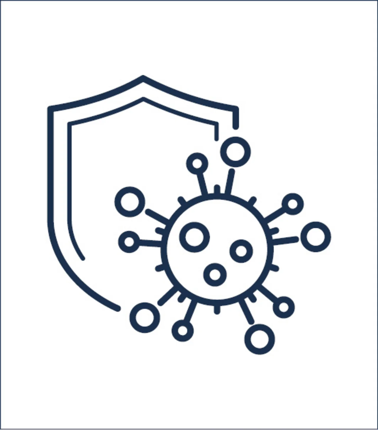 Angebote, Grafik von einem Versicherungssymbol, ein Schutzschild vor dem ein Virus zu sehen ist. - Angebote, Grafik von einem Versicherungssymbol, ein Schutzschild vor dem ein Virus zu sehen ist.