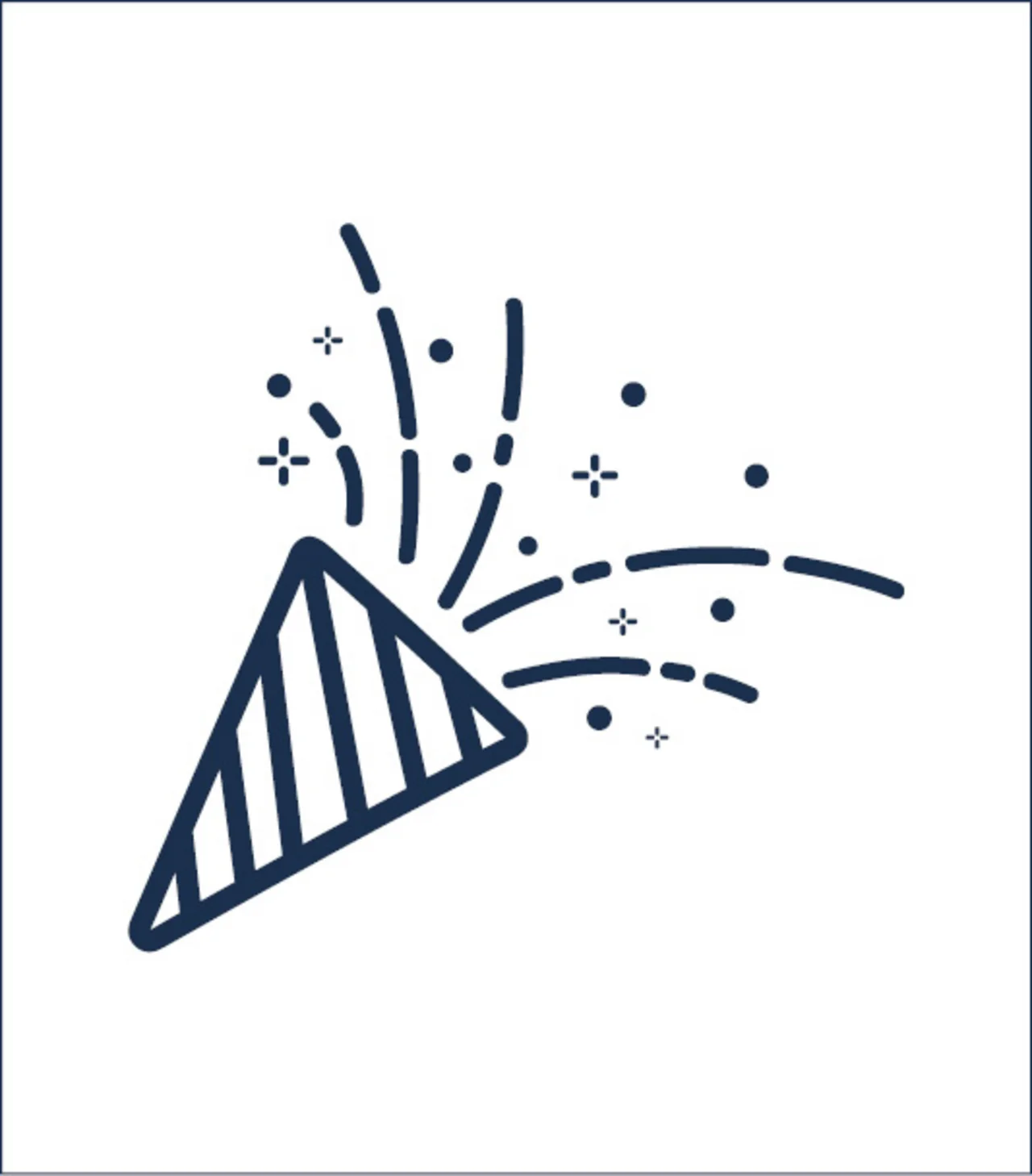 Aufmerksamkeiten, Grafik von einer Spitztüte, aus der Sterne und Striche herauskommen. - Aufmerksamkeiten, Grafik von einer Spitztüte, aus der Sterne und Striche herauskommen.