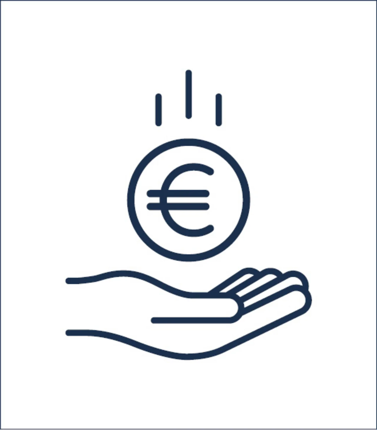 Betriebliche Altersvorsorge, Grafik von einer Euro-Münze, die in eine Hand fällt. - Betriebliche Altersvorsorge, Grafik von einer Euro-Münze, die in eine Hand fällt.
