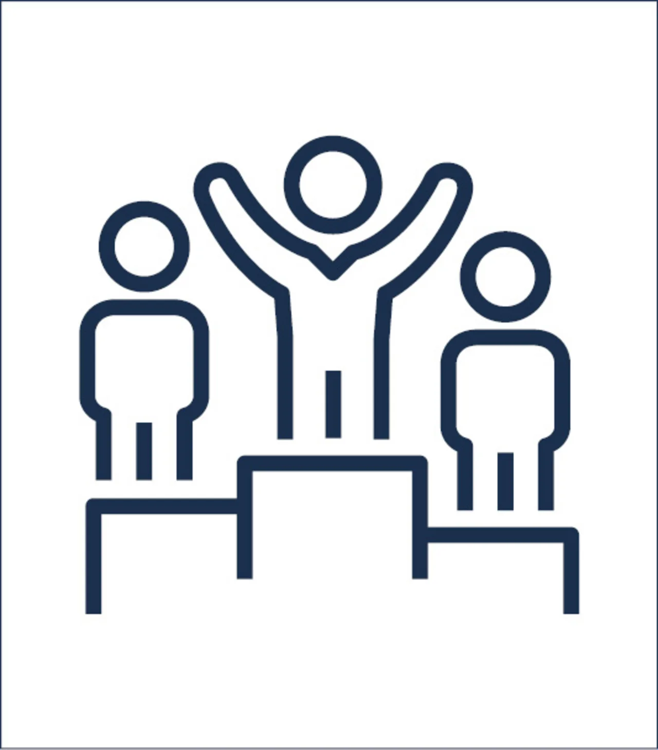 Teamspirit, Grafik von drei Personen, die auf einer Siegertreppe stehen. - Teamspirit, Grafik von drei Personen, die auf einer Siegertreppe stehen.