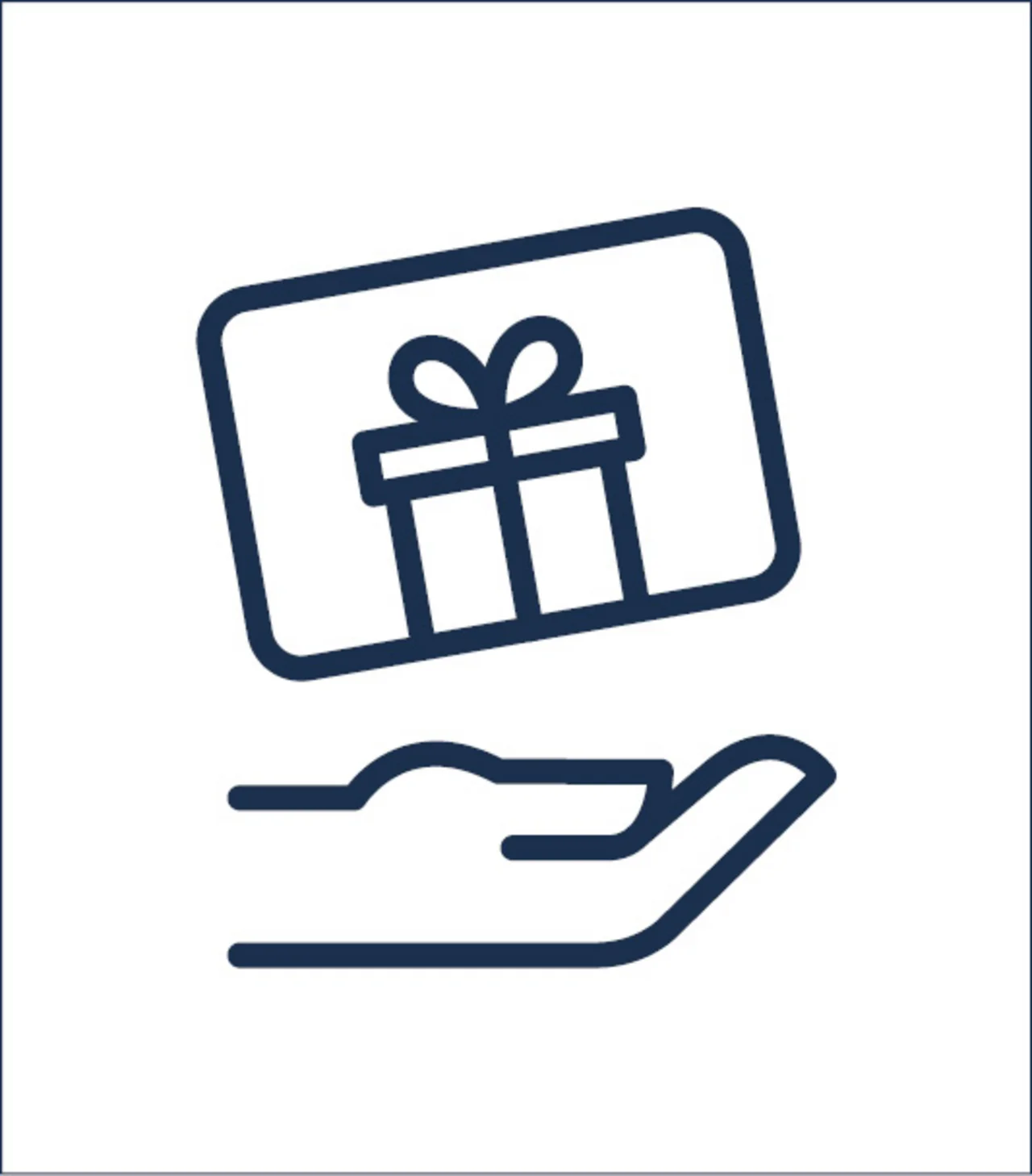Geburtstagsgeschenk, Grafik von einem Geschenkgutschein, der in eine Hand fällt. - Geburtstagsgeschenk, Grafik von einem Geschenkgutschein, der in eine Hand fällt.